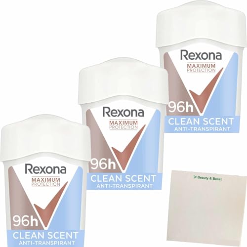 usy Bundle für Rexona Women Deostick Maximum Protection Clean Scent gegen Achselnässe 3er Pack (3x45ml Packung) + usy Block von usy