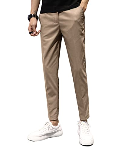 utcoco Herren Cropped Anzughose Slim Fit Knöchellange Kleid Hose, khaki, 47 von utcoco