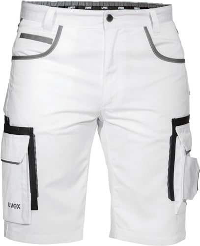 Uvex Tune-up Herren-Arbeitshose kurz - Männer-Arbeitshosen mit Stretch-Bund - atmungsaktive Sommer-Arbeitsshorts - Weiß - 44 von Uvex