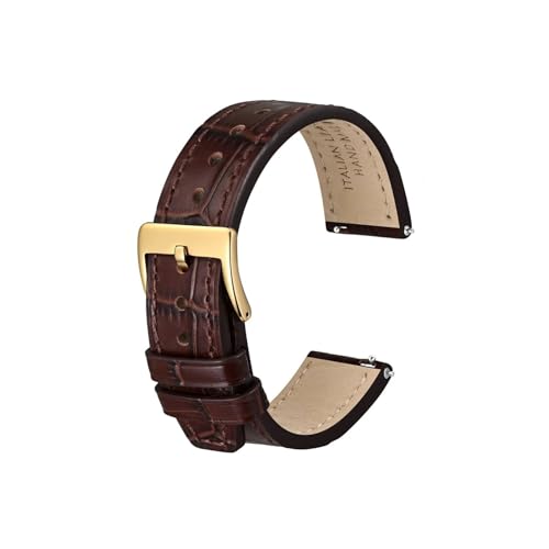 Italienisches Lederuhrenarmband, 18 mm, 20 mm, 22 mm, Edelstahlverschluss, Unisex,(Red browm,22mm) von uvireo