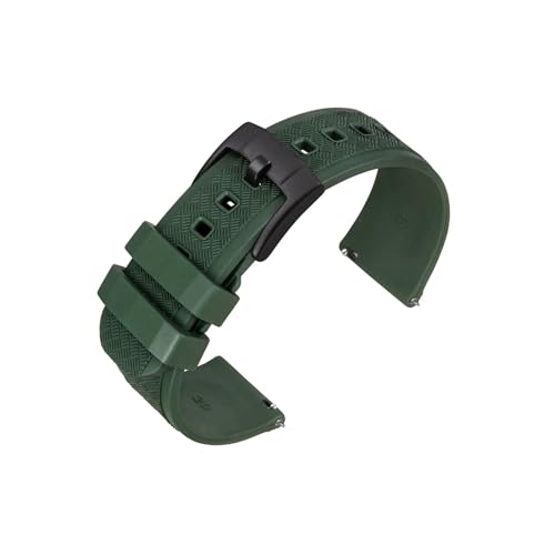 uvireo Fluorkautschuk-Uhrenarmband, 20 mm, 22 mm, FKM-Material, wasserdicht, staubdicht(Green-Black,22mm) von uvireo