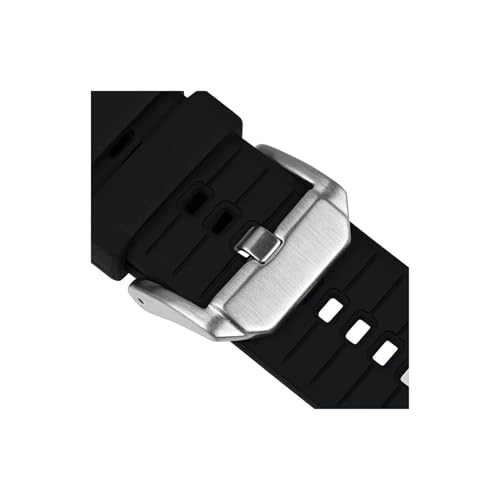 uvireo Gestreiftes Silikon-Uhrenarmband, 16 mm, 18 mm, 20 mm, 22 mm, weich und atmungsaktiv, Edelstahlschnalle(Black,24mm) von uvireo