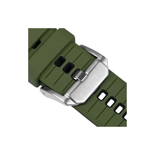 uvireo Gestreiftes Silikon-Uhrenarmband, 16 mm, 18 mm, 20 mm, 22 mm, weich und atmungsaktiv, Edelstahlschnalle(Green-Black,18mm) von uvireo