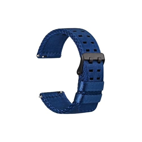 uvireo Nylon-Uhrenarmbänder for Herren mit Doppellöchern, 18 mm, 20 mm, 22 mm, Edelstahlschnalle(Blue-Black Buckle,18mm) von uvireo