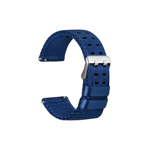 uvireo Nylon-Uhrenarmbänder for Herren mit Doppellöchern, 18 mm, 20 mm, 22 mm, Edelstahlschnalle(Blue-Silver Buckle,20mm) von uvireo