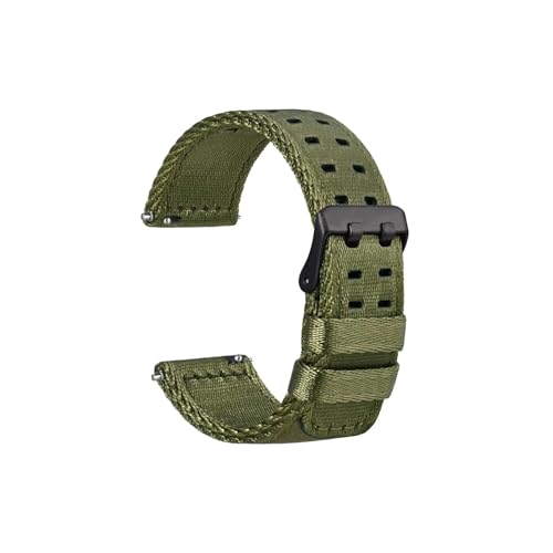 uvireo Nylon-Uhrenarmbänder for Herren mit Doppellöchern, 18 mm, 20 mm, 22 mm, Edelstahlschnalle(Green-Black Buckle,22mm) von uvireo