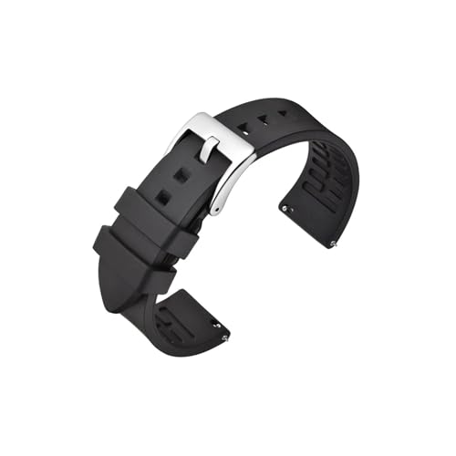 uvireo Premium-Silikon-Uhrenarmband, Fluorkautschuk, 18 mm, 20 mm, 22 mm(Black,20mm) von uvireo