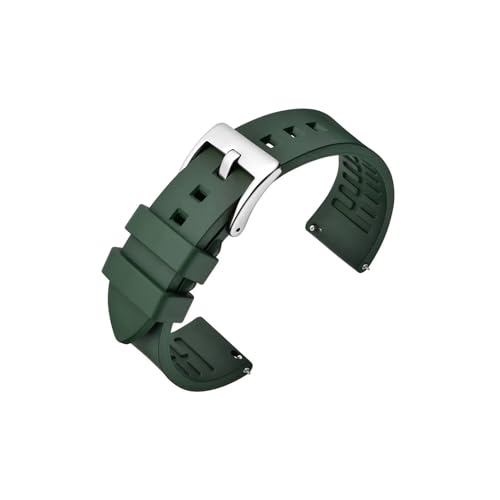uvireo Premium-Silikon-Uhrenarmband, Fluorkautschuk, 18 mm, 20 mm, 22 mm(Green,22mm) von uvireo