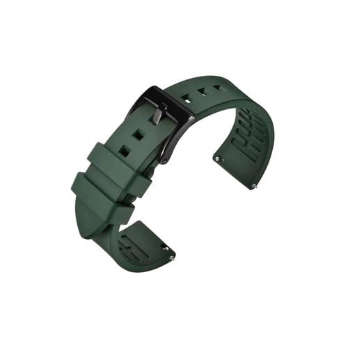 uvireo Premium-Silikon-Uhrenarmband, Fluorkautschuk, 18 mm, 20 mm, 22 mm(Green-Black,22mm) von uvireo