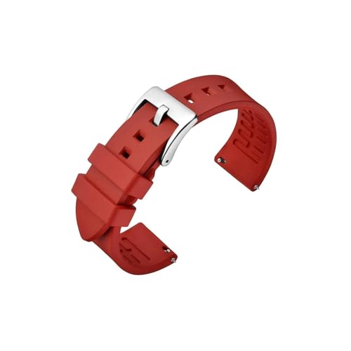 uvireo Premium-Silikon-Uhrenarmband, Fluorkautschuk, 18 mm, 20 mm, 22 mm(Red,22mm) von uvireo