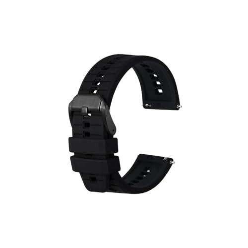 uvireo Silikon-Uhrenarmband, 18 mm, 20 mm, 22 mm, 24 mm, atmungsaktives Sportarmband for Männer,(Black,20mm) von uvireo
