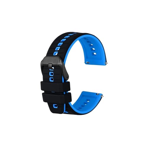 uvireo Silikon-Uhrenarmband, 18 mm, 20 mm, 22 mm, 24 mm, atmungsaktives Sportarmband for Männer,(Black Blue,20mm) von uvireo
