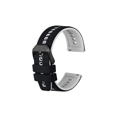 uvireo Silikon-Uhrenarmband, 18 mm, 20 mm, 22 mm, 24 mm, atmungsaktives Sportarmband for Männer,(Black Grey,24mm) von uvireo