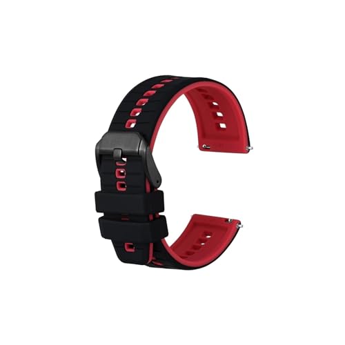 uvireo Silikon-Uhrenarmband, 18 mm, 20 mm, 22 mm, 24 mm, atmungsaktives Sportarmband for Männer,(Black Red,18mm) von uvireo