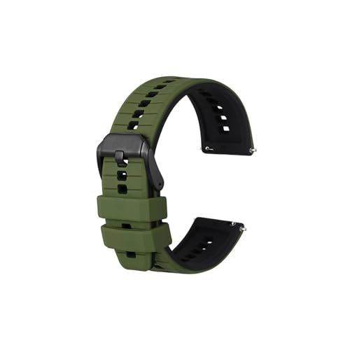 uvireo Silikon-Uhrenarmband, 18 mm, 20 mm, 22 mm, 24 mm, atmungsaktives Sportarmband for Männer,(Green Black,18mm) von uvireo
