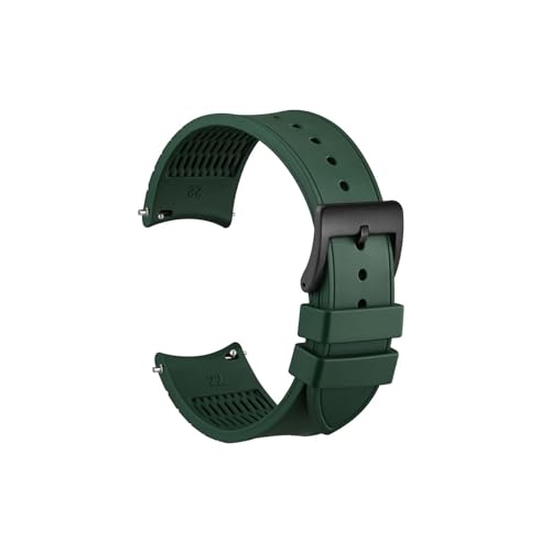 uvireo Silikon-Uhrenarmband, wasserdichtes Ersatz-Uhrenarmband for rundes Zifferblattgehäuse, Bandanstoßbreite 20 mm 22 mm(Green-Black,20mm) von uvireo