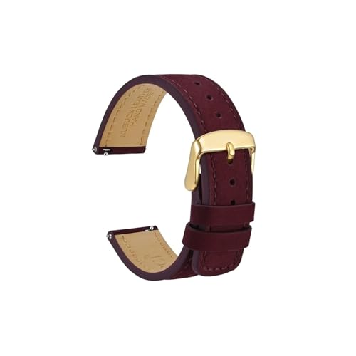 uvireo Uhrenarmbänder aus Nubukleder mit Narbenstruktur, 18 mm, 20 mm, 22 mm, Schwarz, Blau, Braun, mit goldener Schnalle(Red,22mm) von uvireo