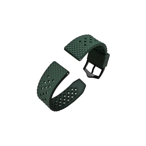 uvireo Uhrenarmband aus Fluorkautschuk, 18 mm, 20 mm, 22 mm, wasserdicht, mit Edelstahlschnalle(Green-Black Buckle,18mm) von uvireo