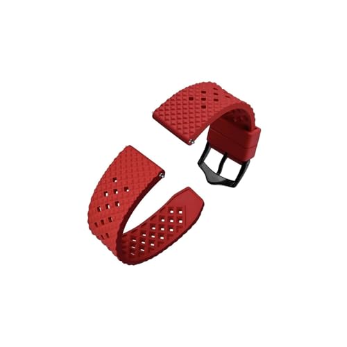 uvireo Uhrenarmband aus Fluorkautschuk, 18 mm, 20 mm, 22 mm, wasserdicht, mit Edelstahlschnalle(Red-Black Buckle,22mm) von uvireo