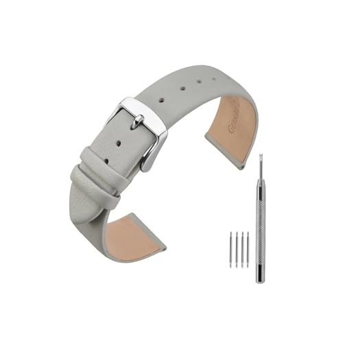 uvireo Uhrenarmband aus Kalbsleder, 16 mm, 18 mm, 20 mm, 22 mm, Universalarmband(Grey,22mm) von uvireo