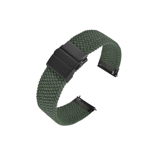 uvireo Zweistufig geflochtenes Nylonband 18 mm 20 mm 22 mm, Edelstahlschnalle(B-Green,20mm) von uvireo