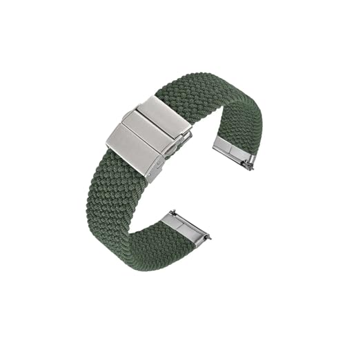 uvireo Zweistufig geflochtenes Nylonband 18 mm 20 mm 22 mm, Edelstahlschnalle(Green,22mm) von uvireo