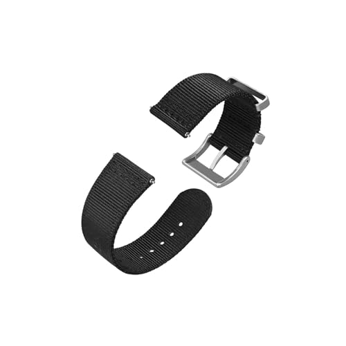uvireo Zweiteiliges Nylon-Uhrenarmband, 18 mm, 20 mm, 22 mm for Herren, silberne Stahlschnalle(Black,24mm) von uvireo