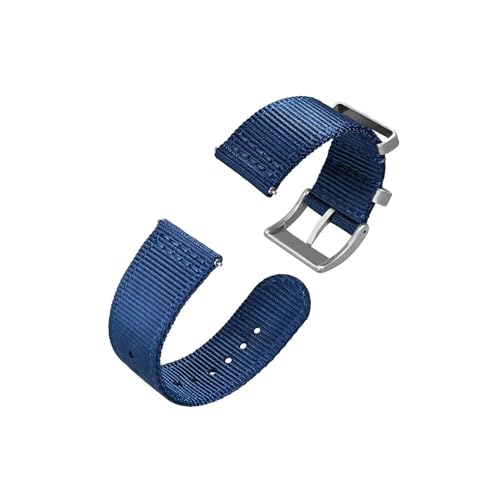 uvireo Zweiteiliges Nylon-Uhrenarmband, 18 mm, 20 mm, 22 mm for Herren, silberne Stahlschnalle(Blue,22mm) von uvireo