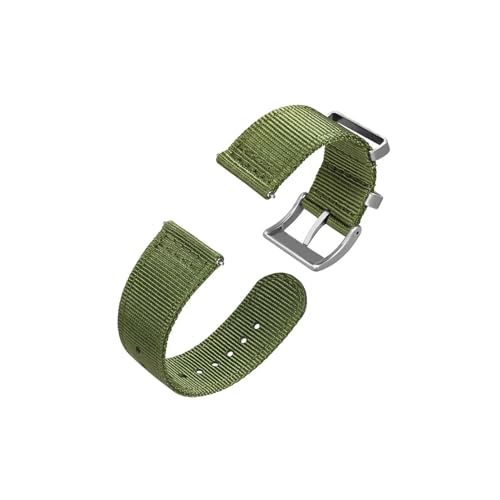 uvireo Zweiteiliges Nylon-Uhrenarmband, 18 mm, 20 mm, 22 mm for Herren, silberne Stahlschnalle(Green,18mm) von uvireo