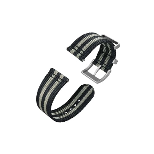 uvireo Zweiteiliges Nylon-Uhrenarmband, 18 mm, 20 mm, 22 mm for Herren, silberne Stahlschnalle(Grey and Black,22mm) von uvireo