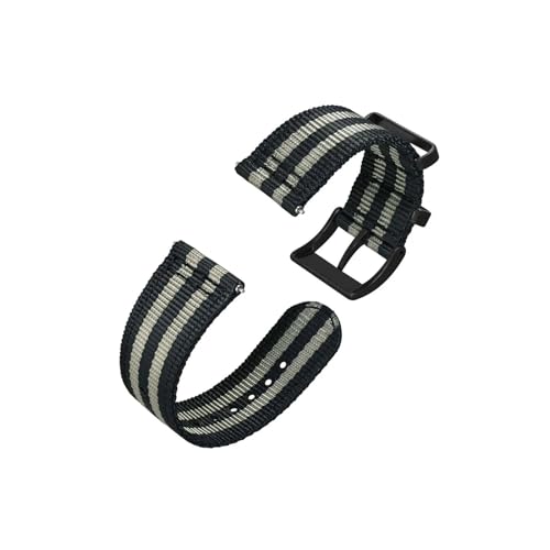 uvireo Zweiteiliges Nylon-Uhrenarmband, 18 mm, 20 mm, 22 mm for Herren, silberne Stahlschnalle(Grey and Black-B,19mm) von uvireo