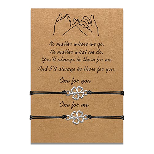 Mutter Tochter Armbänder Set passende Schnur String Armband Geschenk von Mutter zu Tochter Beziehung Handmade Wish Schmuck für Frauen Mädchen (2 Glücksklee) von uwows