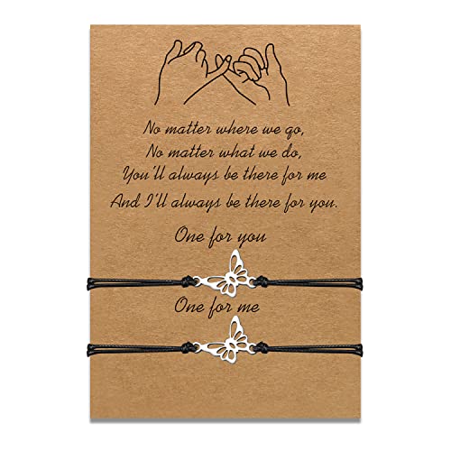 Mutter Tochter Armbänder Set passende Schnur String Armband Geschenk von Mutter zu Tochter Beziehung Handmade Wish Schmuck für Frauen Mädchen (2 Schmetterling) von uwows