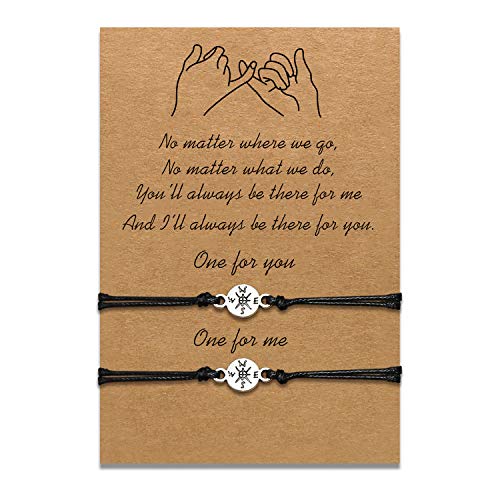 uwows Mutter Tochter Armbänder Set passende Schnur String Armband Geschenk von Mutter zu Tochter Beziehung Handmade Wish Schmuck für Frauen Mädchen (2 Stück Kompass) von uwows