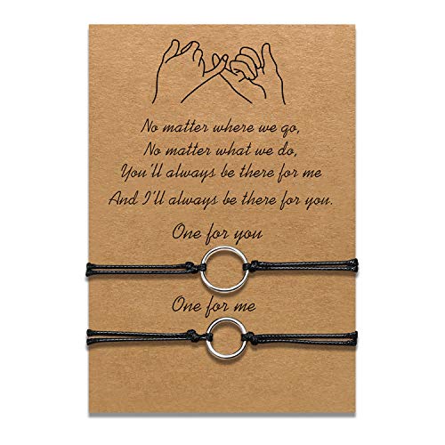 Mutter Tochter Armbänder Set passende Schnur String Armband Geschenk von Mutter zu Tochter Beziehung Handmade Wish Schmuck für Frauen Mädchen (2 Stück Ring) von uwows