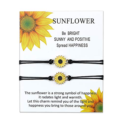 Mutter Tochter Armbänder Set passende Schnur String Armband Geschenk von Mutter zu Tochter Beziehung Handmade Wish Schmuck für Frauen Mädchen (2 Stück Sonnenblumen) von uwows