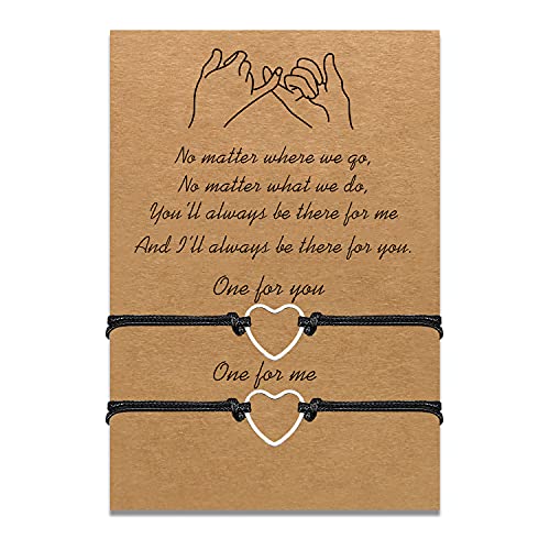 Mutter Tochter Armbänder Set passende Schnur String Armband Geschenk von Mutter zu Tochter Beziehung Handmade Wish Schmuck für Frauen Mädchen (2pcs Heart-2) von uwows