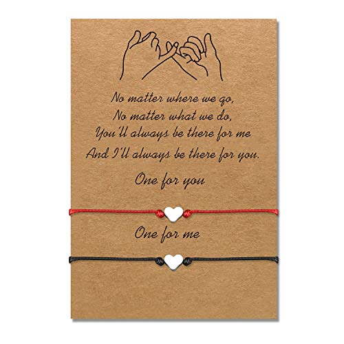 Mutter Tochter Armbänder Set passende Schnur String Armband Geschenk von Mutter zu Tochter Beziehung Handmade Wish Schmuck für Frauen Mädchen (2pcs Herz) von uwows