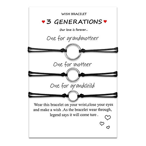 Mutter Tochter Armbänder Set passende Schnur String Armband Geschenk von Mutter zu Tochter Beziehung Handmade Wish Schmuck für Frauen Mädchen (3 Stück) von uwows