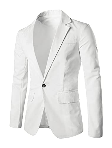 Allegra K - Ein-Knopf-Blazer für Herren, mit Revers, Blazer, weiß, 464836031 von uxcell