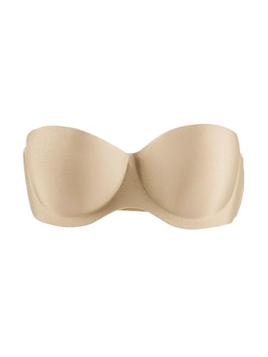 Sourcingmap® Frauen trägerlosen Demi Tasse Druck auf Cabrio Extender Unterwäsche BH Beige D von uxcell