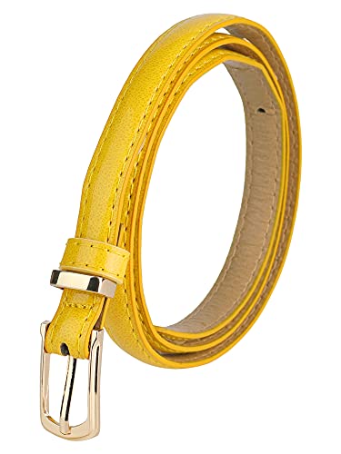 sourcing map Dame Einzeln Pin Schnallle schlank Patent PU Taille Gürtel gelb einstelllbar von uxcell