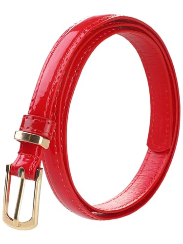 sourcing map Dame Frau Single Pin Wölbung Skinny Taille Gürtel Gürtelschnalle rot 32-35 von uxcell