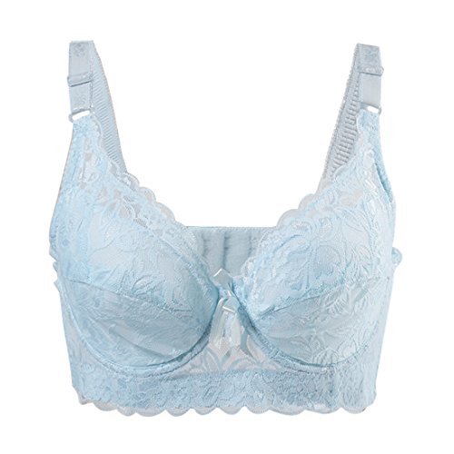 sourcing map Damen Plus Size Blumen Spitze Vollabdeckung Verstellbar Formbügel Bügel BH Hellblau 46/105 Fit 44B/C von uxcell