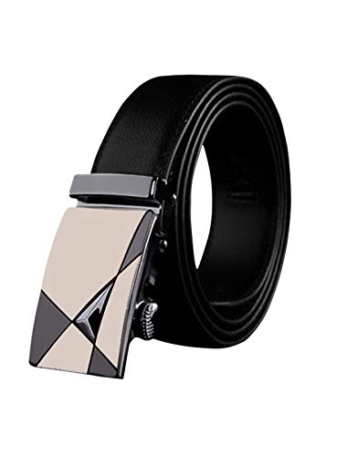 sourcing map Herren Automatisch Schnalle lochlos genäht PU Ratsche Gürtel Schwarz-Triangle shape 115cm von uxcell