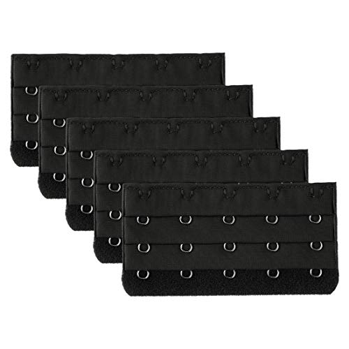 uxcell 3Stk Damen 3 Zeile 6 Hooks regelbar Büstenhalter Augen Band Gurt Extender Schwarz 3 Rows 6 Hooks 3 Pcs von uxcell