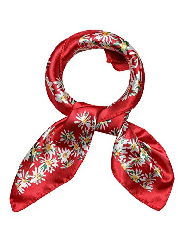 uxcell Damen Stain Muster Colorblock Neckerchief Halstuch Rot Blumen Einheitsgröße von uxcell