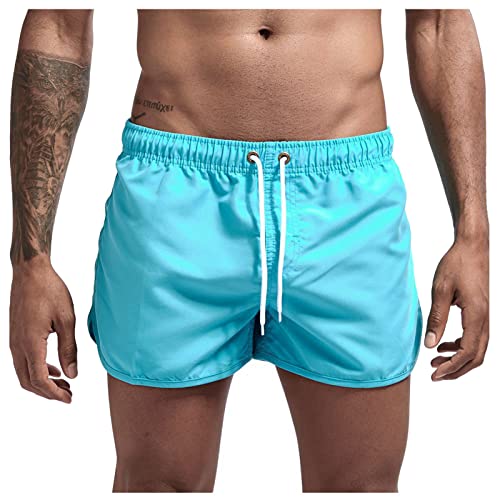 Generic Badeshorts Herren Badehose Lang Jungen Männer Schnelltrocknend Kurze Hosen Hawaii Sommer Regular Fit Strandhose Tunnelzug Lustig Bermuda Shorts mit Mesh Futter Sporthose Hellblau 3XL von uxxnjfg