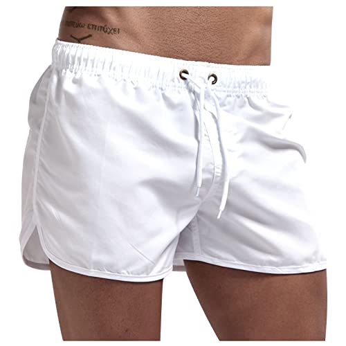 Generic Badeshorts Herren Badehose Lang Jungen Männer Schnelltrocknend Shorts Hawaii Sommer Lustig Strandhose Elastischer Bund Gym Bermuda Kurze Hosen mit Mesh Futter Schwimmhose Weiß L von uxxnjfg