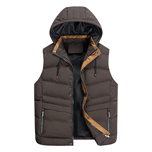 Generic Herren Weste Outdoor Leichte Puffer Winter Arbeitsweste Warme Mit Reißverschluss Taschen Pufferweste Lightweight Fleece Weste Gilet Ärmellose Sportweste Männer Jacket Kaffee 7XL von uxxnjfg
